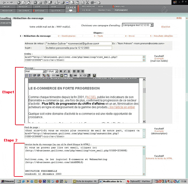 Rédaction du message