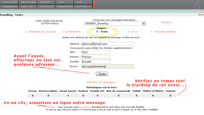 Phase de tests