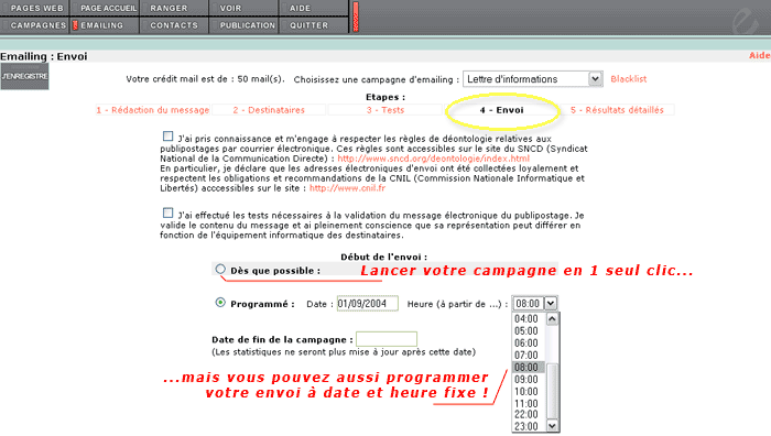 Envoi du message