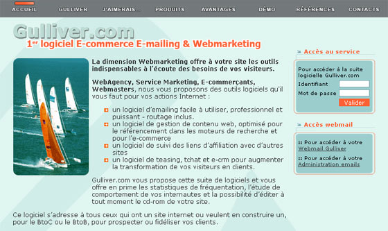 Acc�s au Logiciel E-mailing Gulliver.com